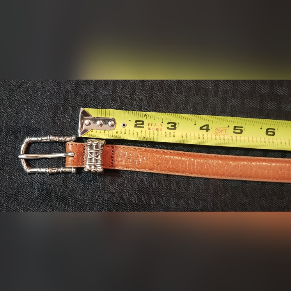 TALBOTS Belt Womens Size Small Tan Brown Leather Silvertone Buckle Western - Picture 11 of 14